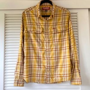 Simms men’s plaid long sleeve fishing shirt size S EUC